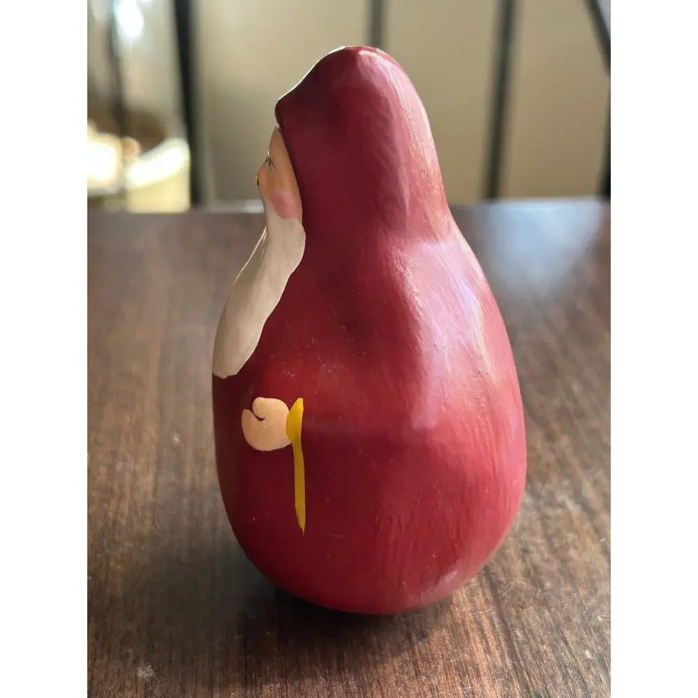 Vintage Folk Art Santa Claus Gourd Christmas Figurine 4”